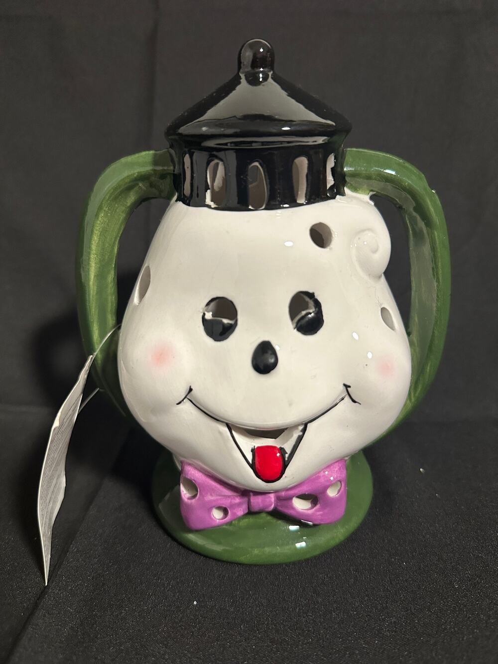 Halloween Ceramic Ghost Lamp Light Up Lantern Mode 50119 Vintage Style 6.7"